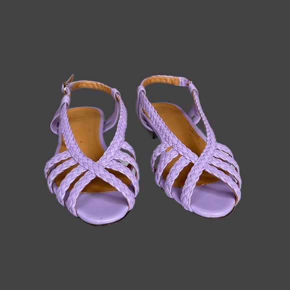 SEZANE Lilac Lavender Purple Braided Leather Open Toe Natacha Low Sandals 39 - Picture 14 of 17